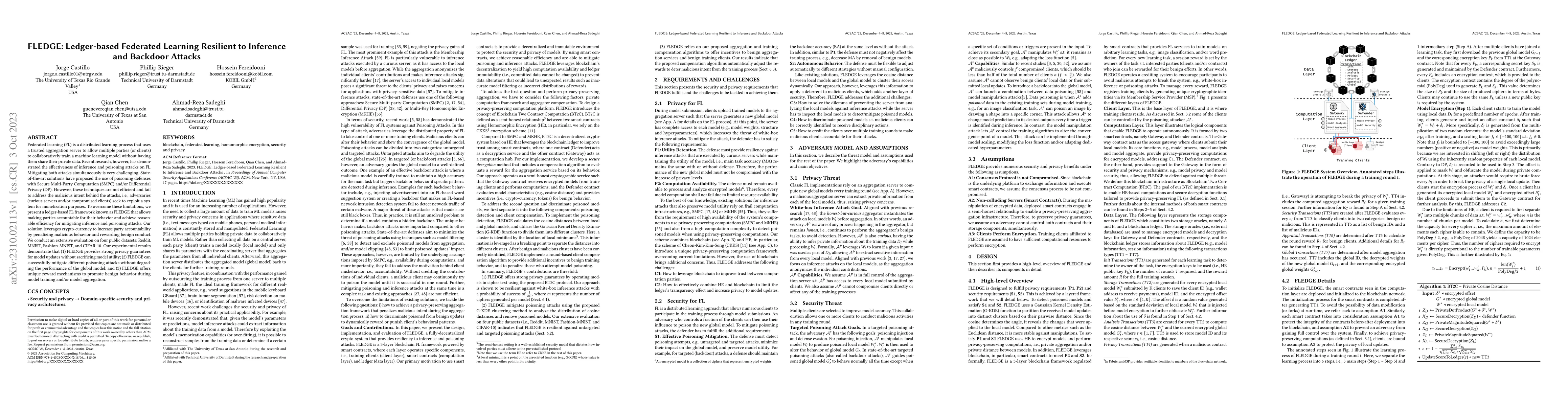 Thumbnail for FLEDGE: Ledger-based Federated Learning Resilient to Inference and
  Backdoor Attacks