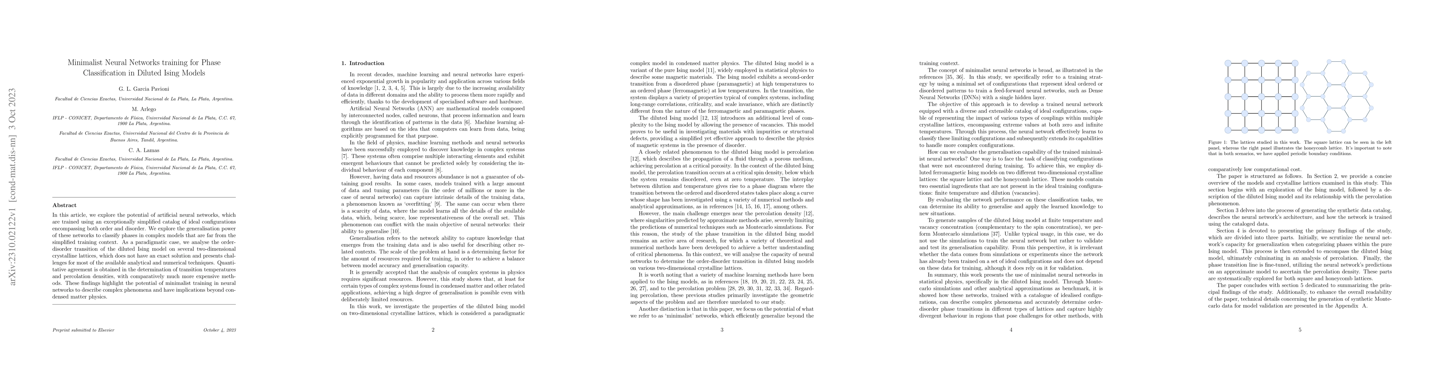 Thumbnail for Minimalist Neural Networks training for phase classification in
  diluted-Ising models