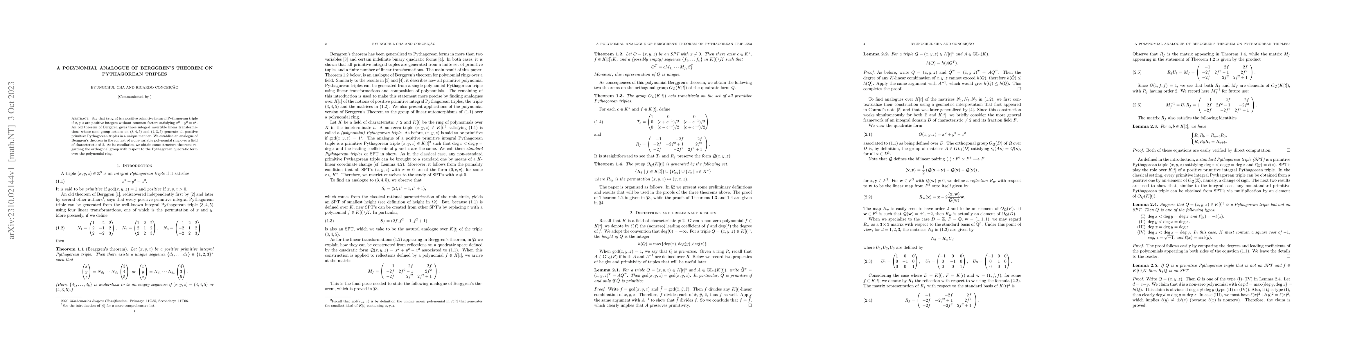 Thumbnail for A polynomial analogue of Berggren's theorem on Pythagorean triples