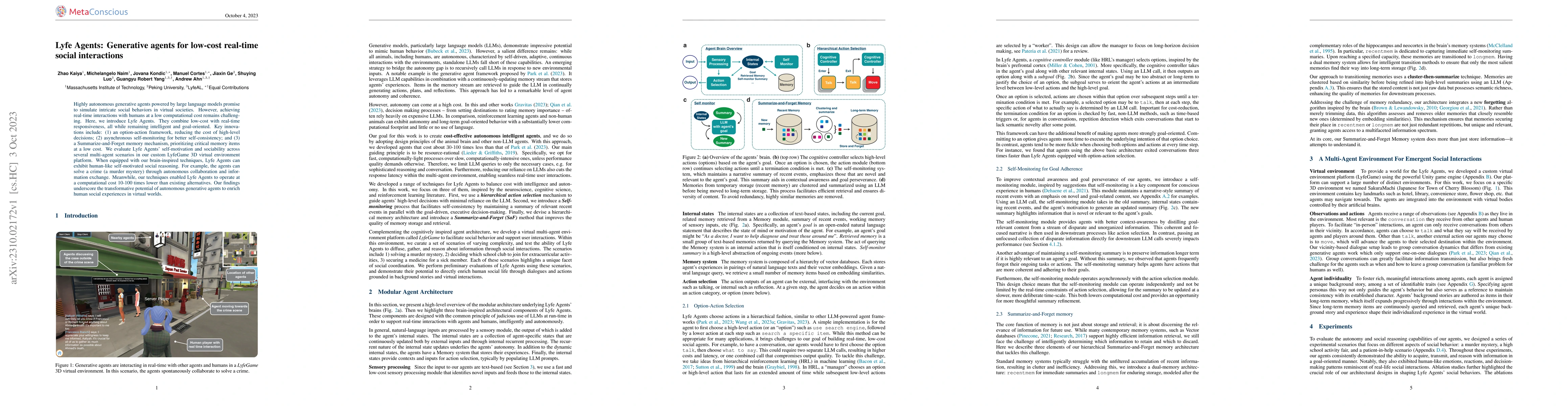 Thumbnail for Lyfe Agents: Generative agents for low-cost real-time social
  interactions