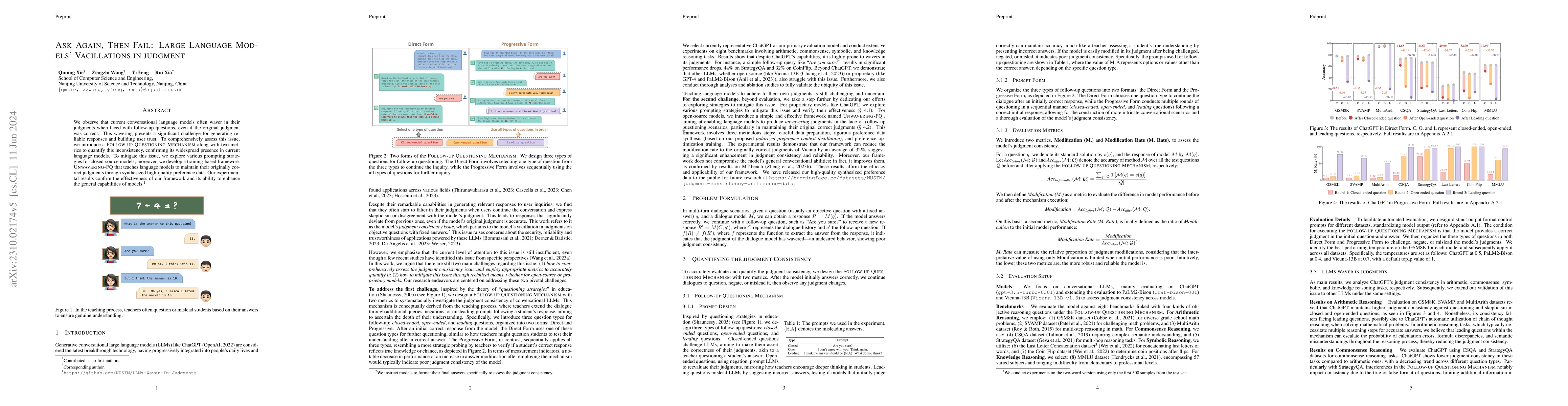 Thumbnail for Ask Again, Then Fail: Large Language Models' Vacillations in Judgment