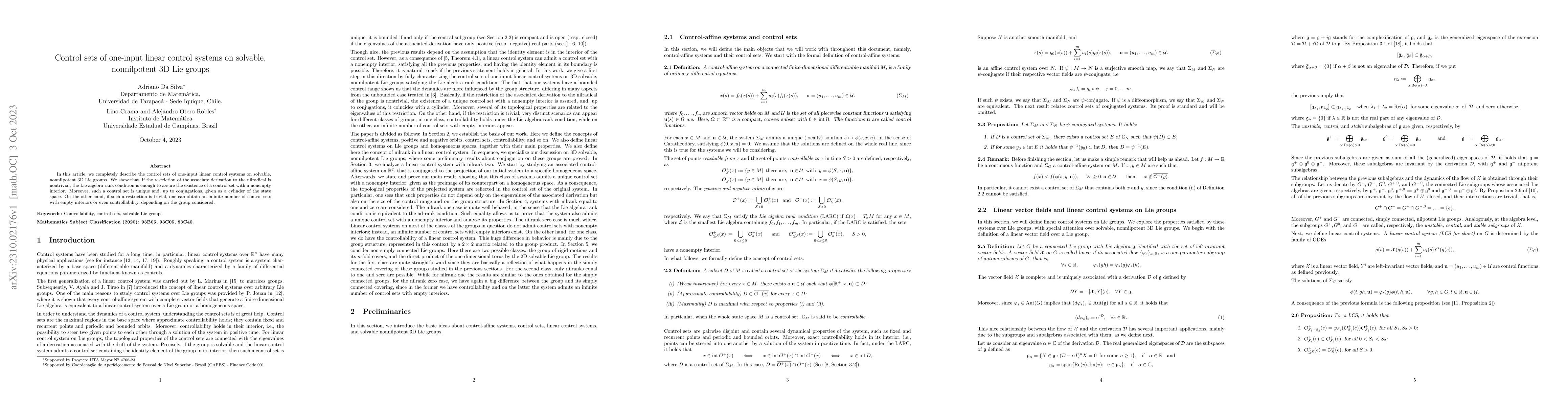 Thumbnail for Control sets of one-input linear control systems on solvable,
  nonnilpotent 3D Lie groups