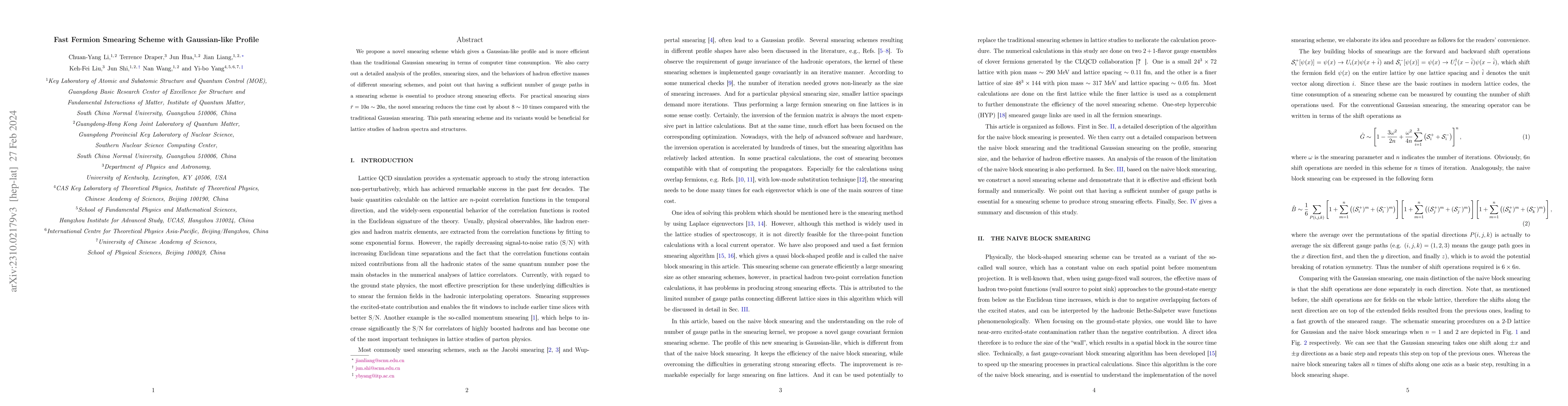 Thumbnail for Fast Fermion Smearing Scheme with Gaussian-like Profile