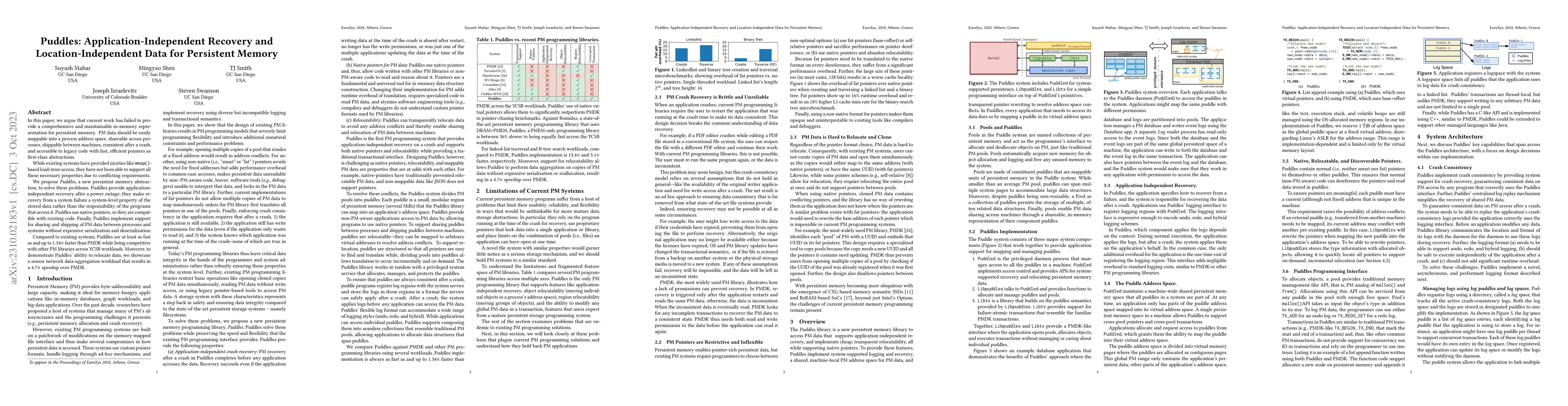 Thumbnail for Puddles: Application-Independent Recovery and Location-Independent Data
  for Persistent Memory