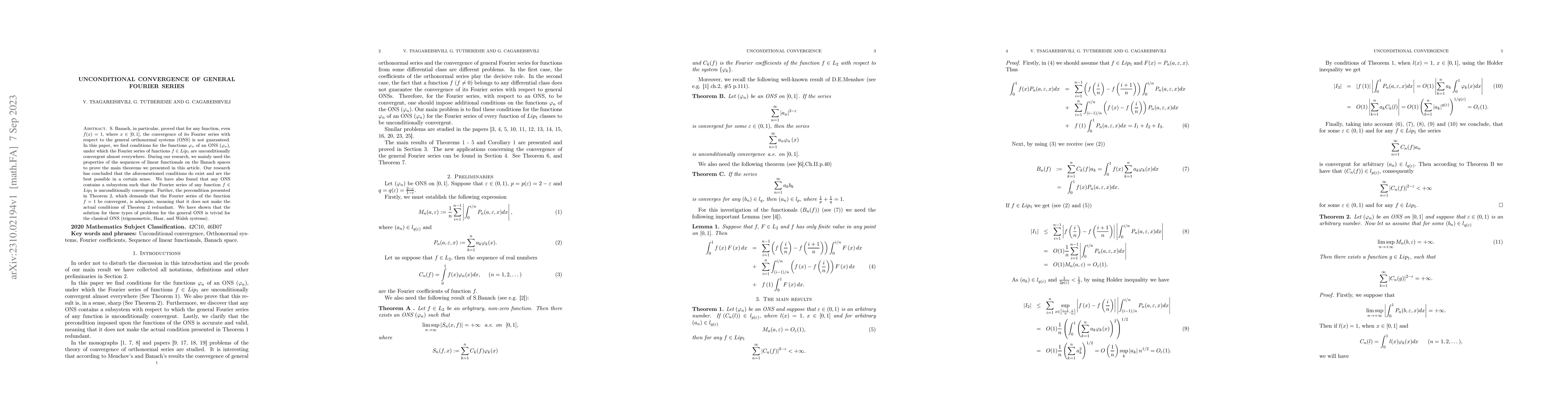 Thumbnail for Unconditional convergence of general Fourier series