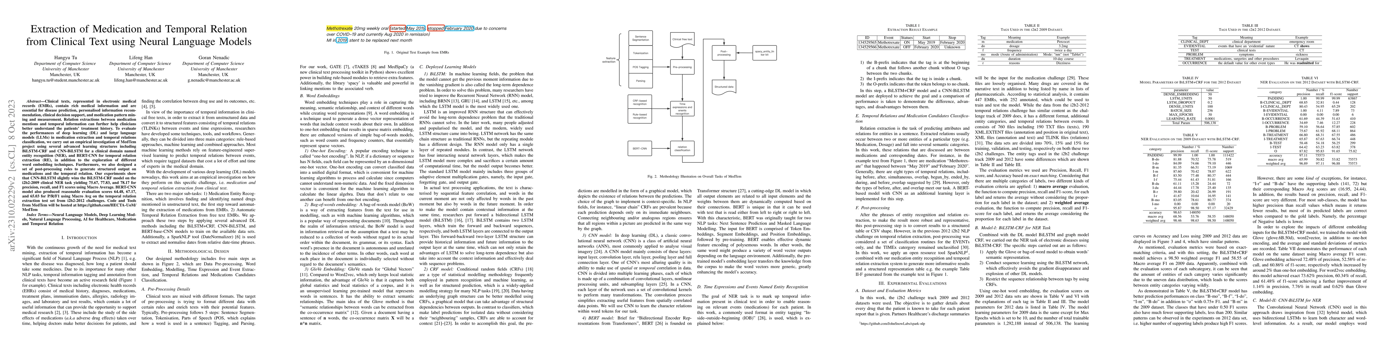 Thumbnail for Extraction of Medication and Temporal Relation from Clinical Text using
  Neural Language Models