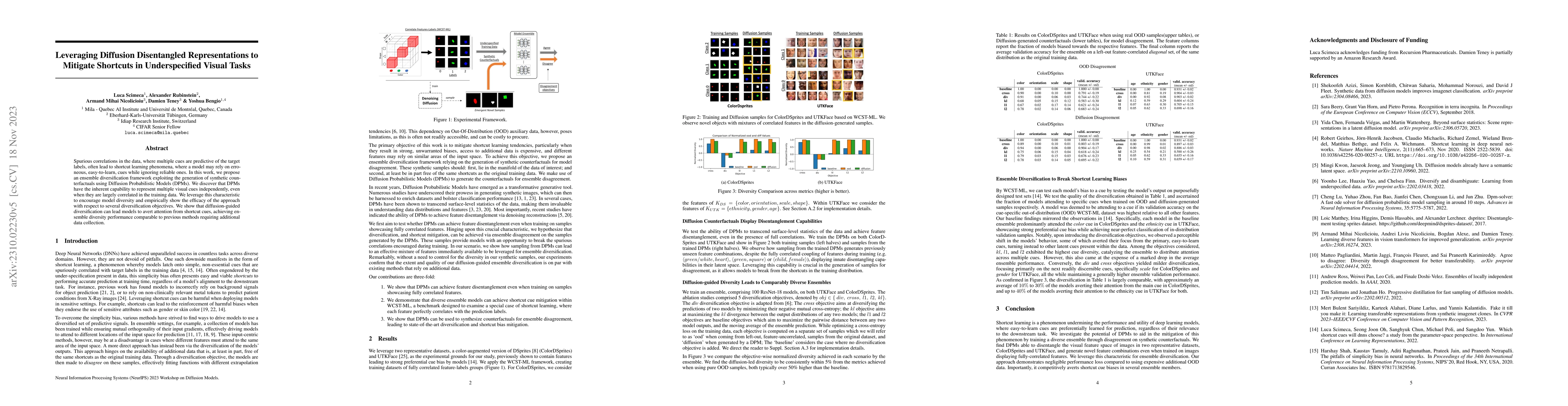 Thumbnail for Leveraging Diffusion Disentangled Representations to Mitigate Shortcuts
  in Underspecified Visual Tasks