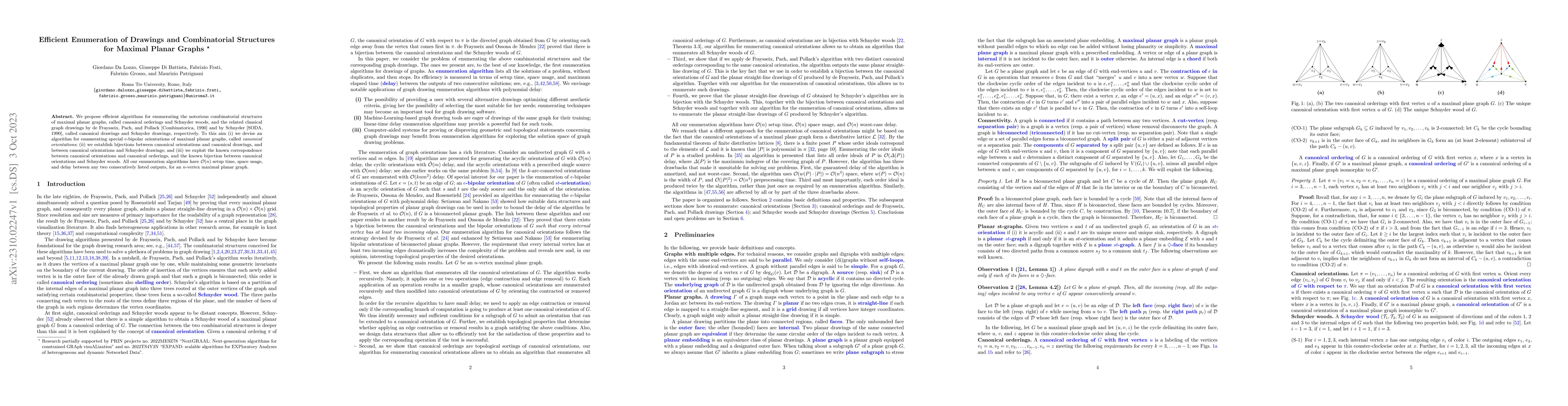 Thumbnail for Efficient Enumeration of Drawings and Combinatorial Structures for
  Maximal Planar Graphs
