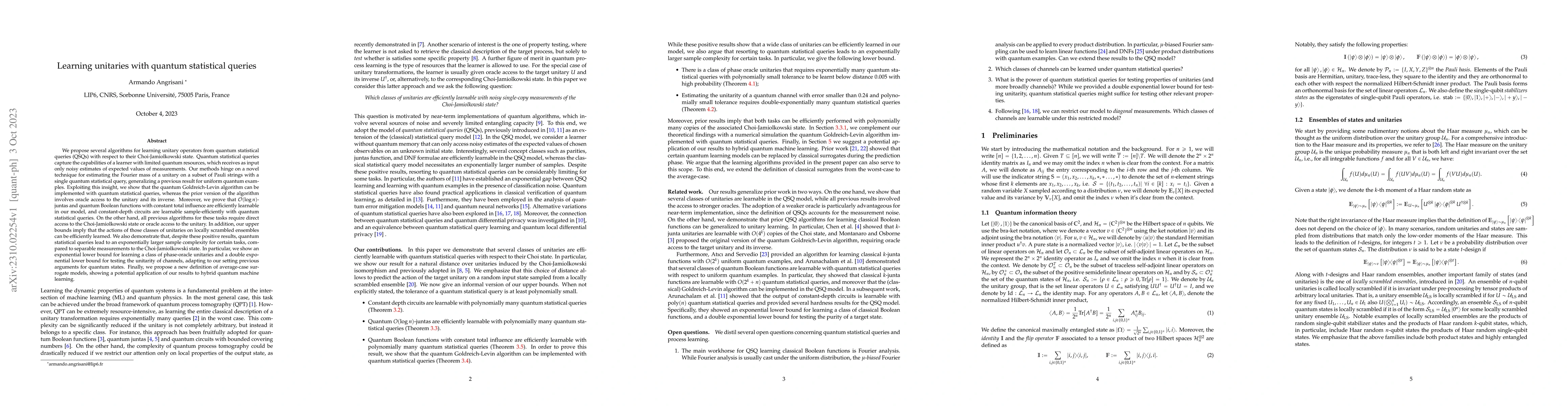 Thumbnail for Learning unitaries with quantum statistical queries