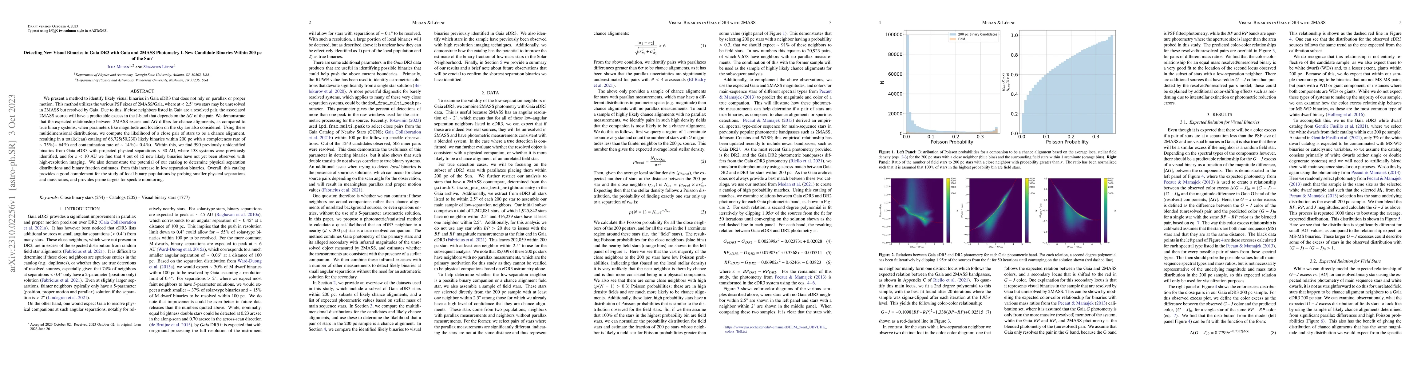 Thumbnail for Detecting New Visual Binaries in Gaia DR3 with Gaia and 2MASS Photometry
  I. New Candidate Binaries Within 200 pc of the Sun