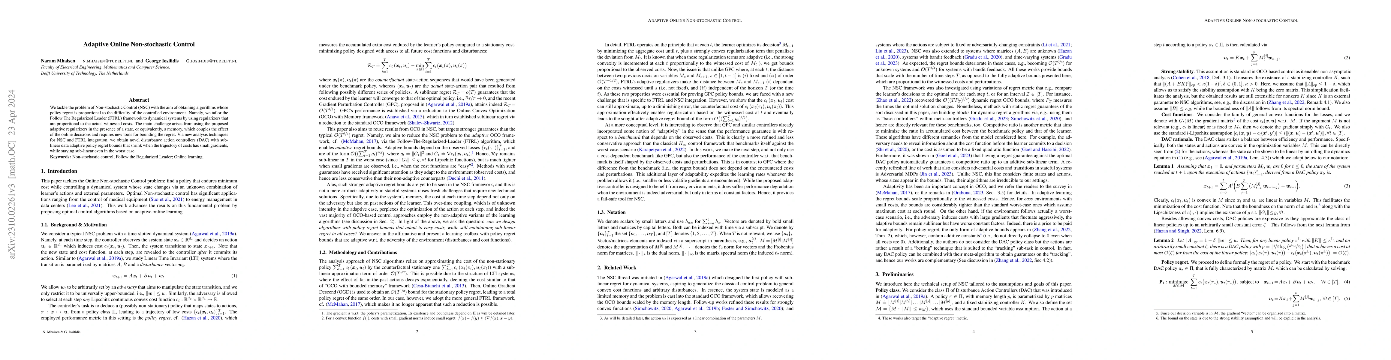 Thumbnail for Adaptive Online Non-stochastic Control