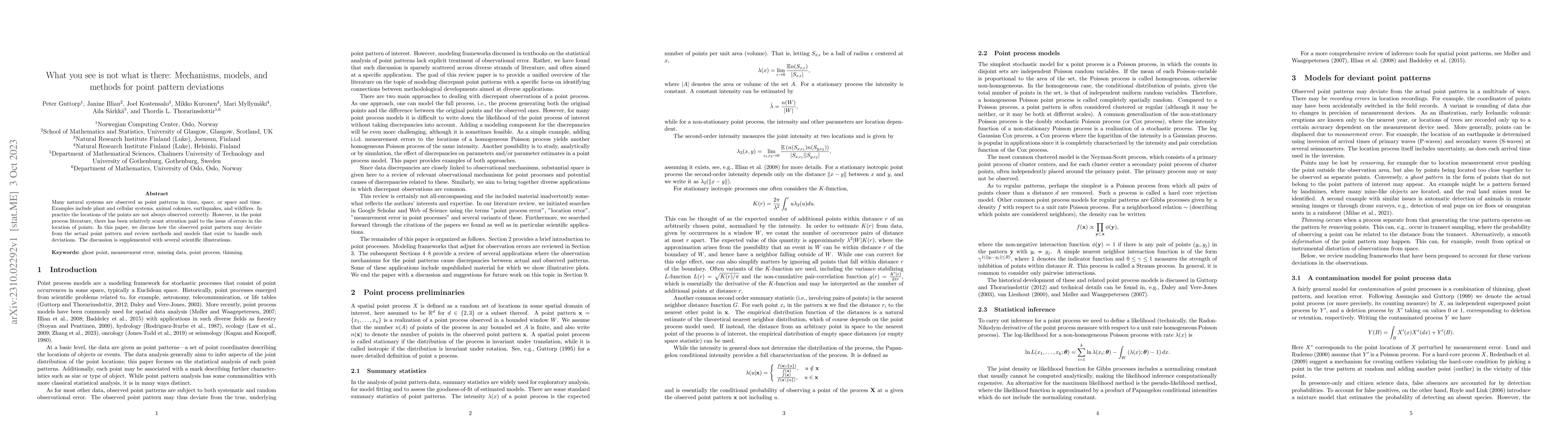 Thumbnail for What you see is not what is there: Mechanisms, models, and methods for
  point pattern deviations