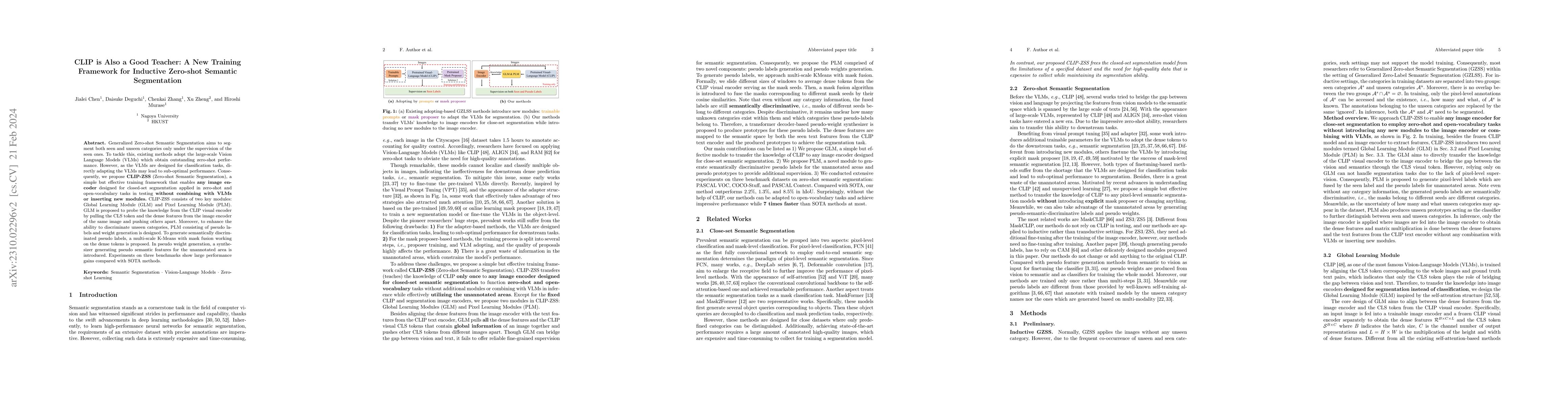 Thumbnail for CLIP Is Also a Good Teacher: A New Learning Framework for Inductive
  Zero-shot Semantic Segmentation