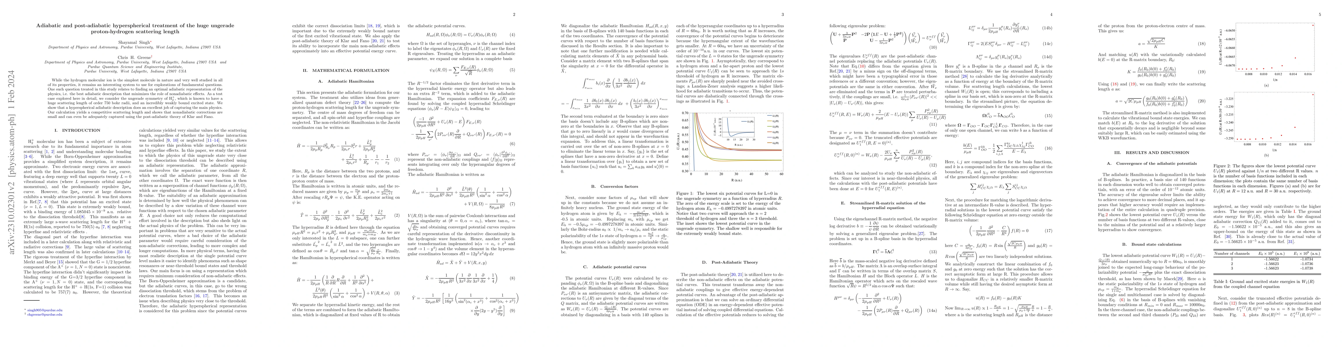 Thumbnail for Adiabatic and post-adiabatic hyperspherical treatment of the huge
  ungerade proton-hydrogen scattering length