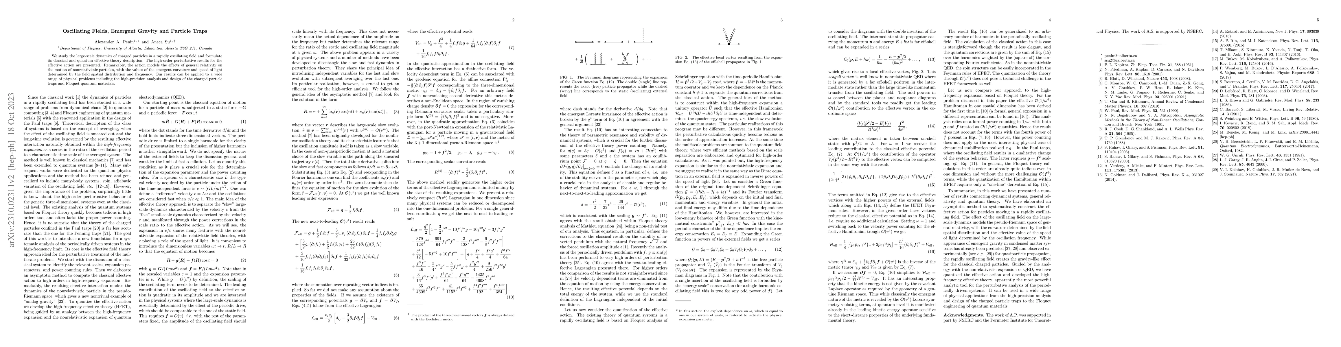 Thumbnail for Oscillating Fields, Emergent Gravity and Particle Traps