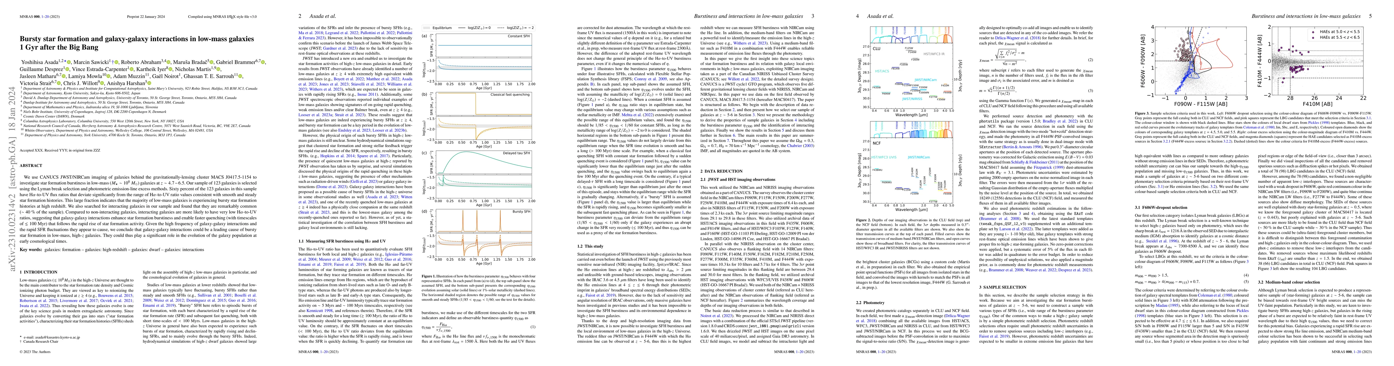 Thumbnail for Bursty star formation and galaxy-galaxy interactions in low-mass
  galaxies 1 Gyr after the Big Bang