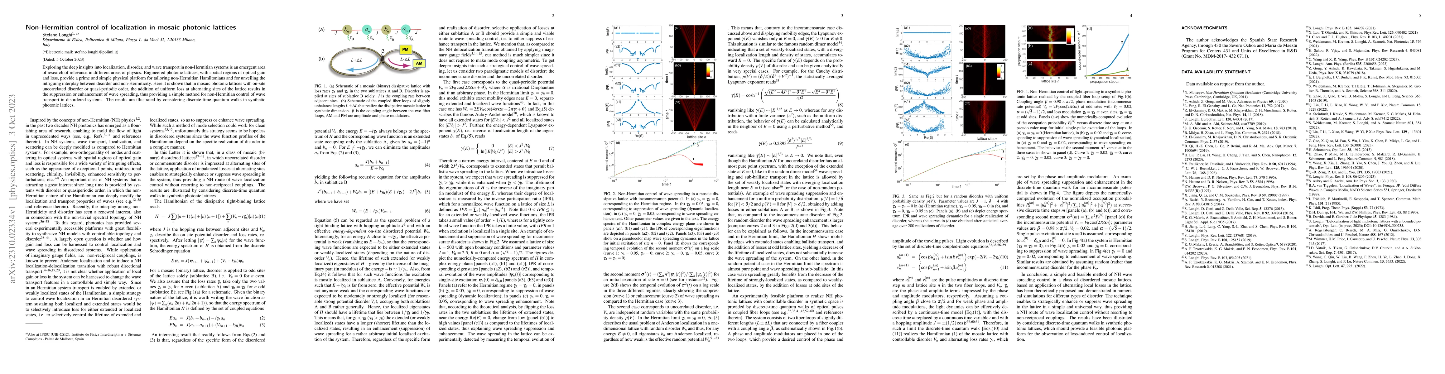 Thumbnail for Non-Hermitian control of localization in mosaic photonic lattices