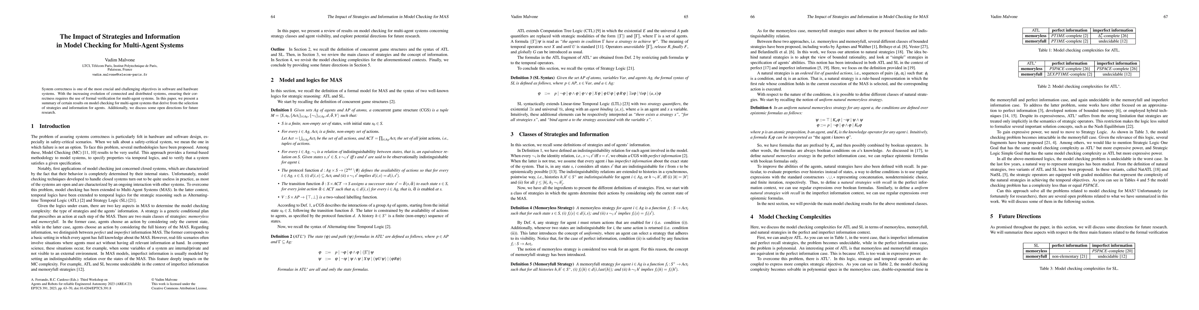 Thumbnail for The Impact of Strategies and Information in Model Checking for
  Multi-Agent Systems
