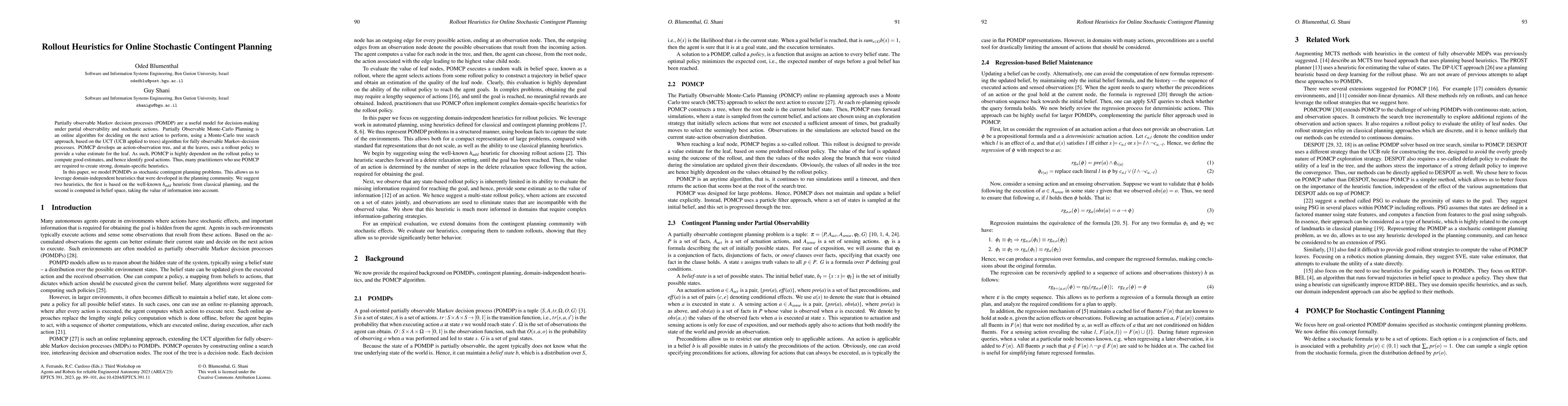 Thumbnail for Rollout Heuristics for Online Stochastic Contingent Planning