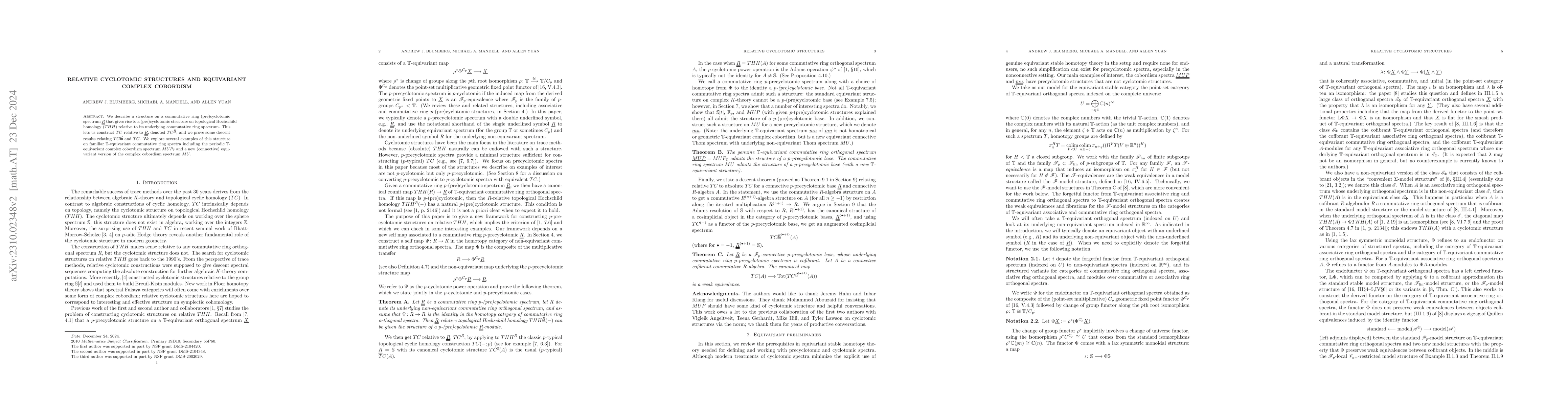 Thumbnail for Relative cyclotomic structures and equivariant complex cobordism