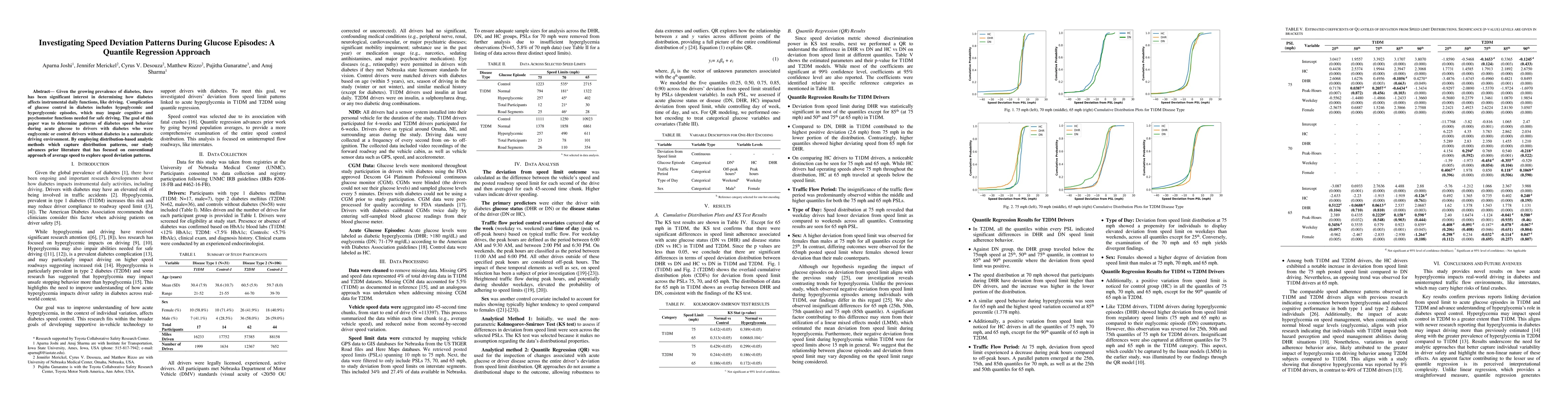 Thumbnail for Investigating Speed Deviation Patterns During Glucose Episodes: A
  Quantile Regression Approach