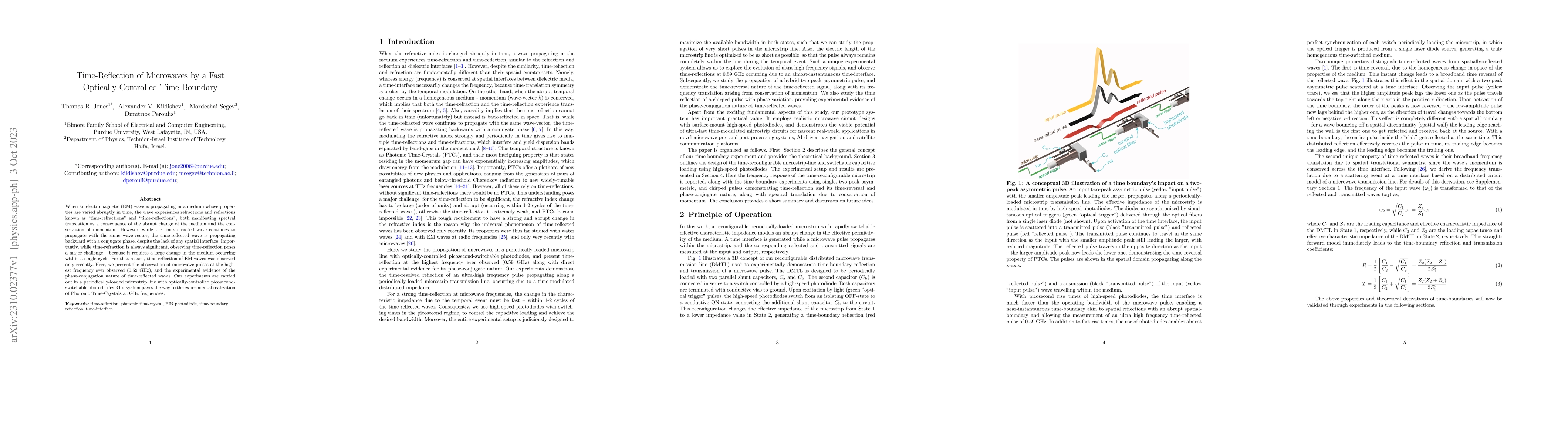 Thumbnail for Time-Reflection of Microwaves by a Fast Optically-Controlled
  Time-Boundary