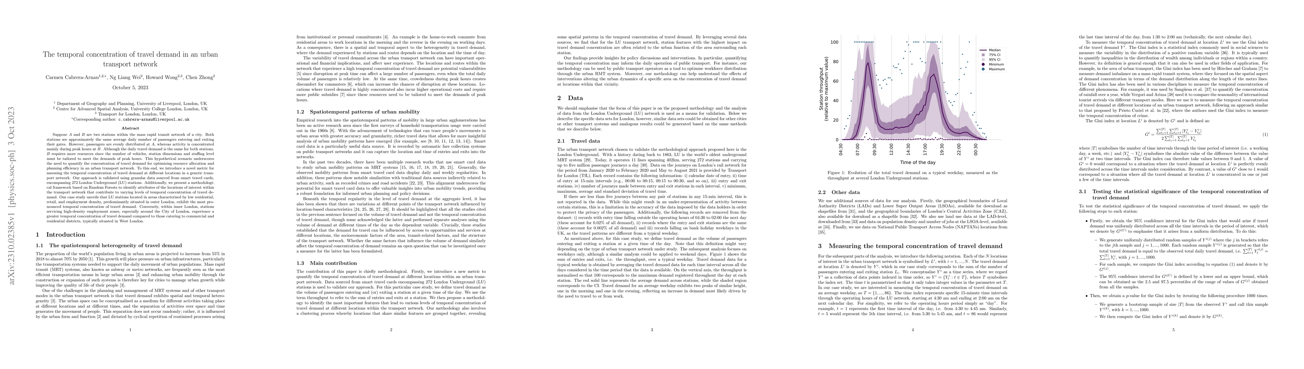 Thumbnail for The temporal concentration of travel demand in an urban transport
  network