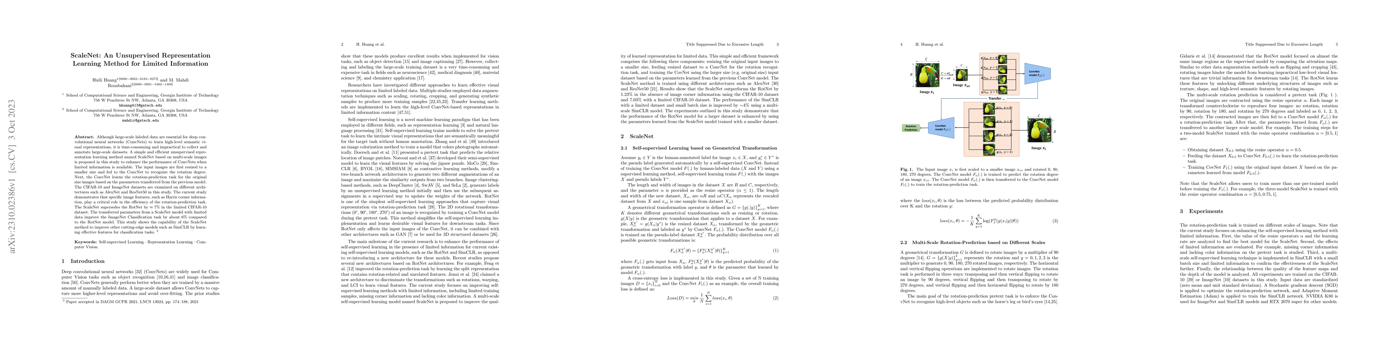 Thumbnail for ScaleNet: An Unsupervised Representation Learning Method for Limited
  Information