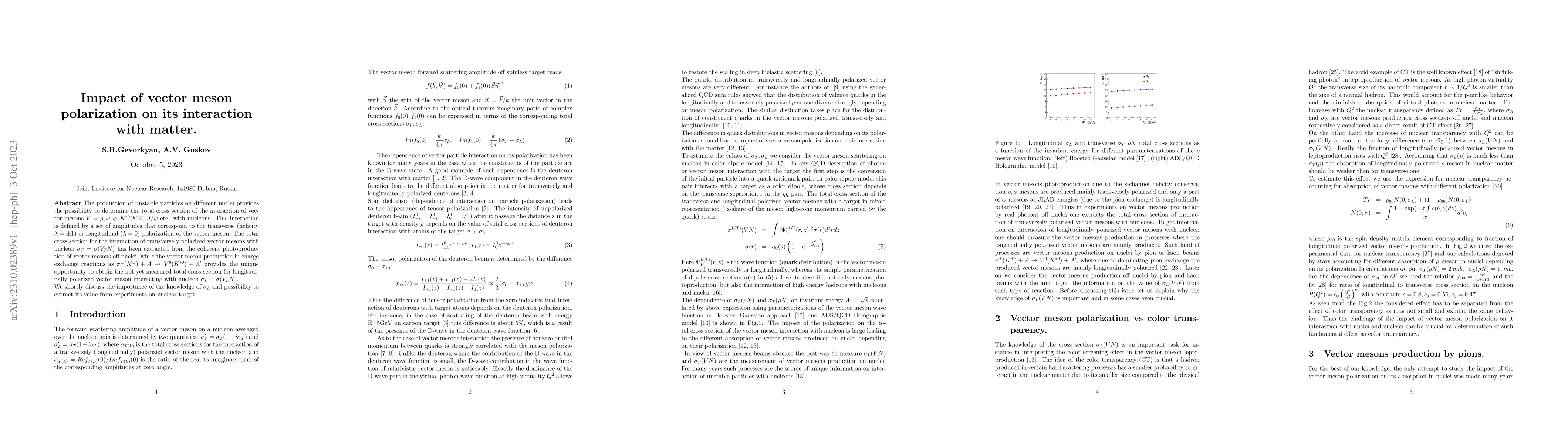 Thumbnail for Impact of vector mesons polarization on its interaction with matter