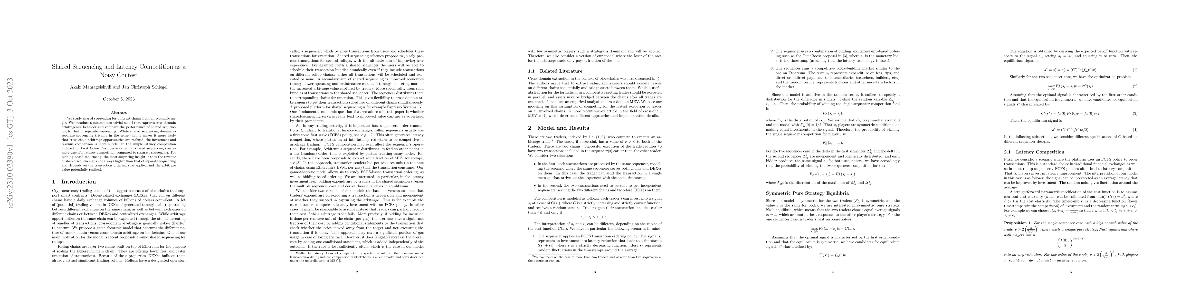 Thumbnail for Shared Sequencing and Latency Competition as a Noisy Contest