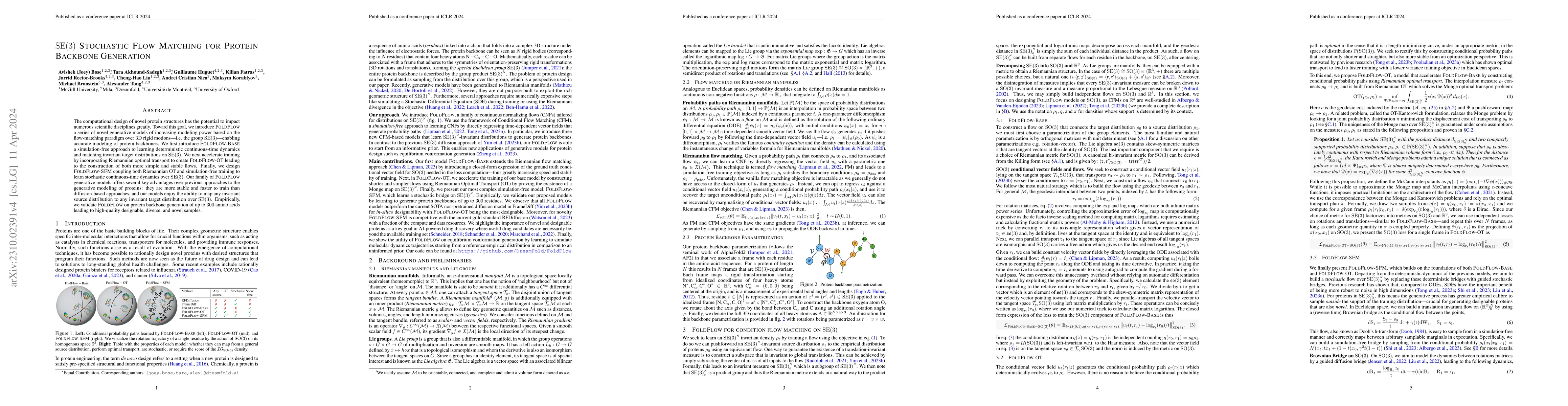 Thumbnail for SE(3)-Stochastic Flow Matching for Protein Backbone Generation
