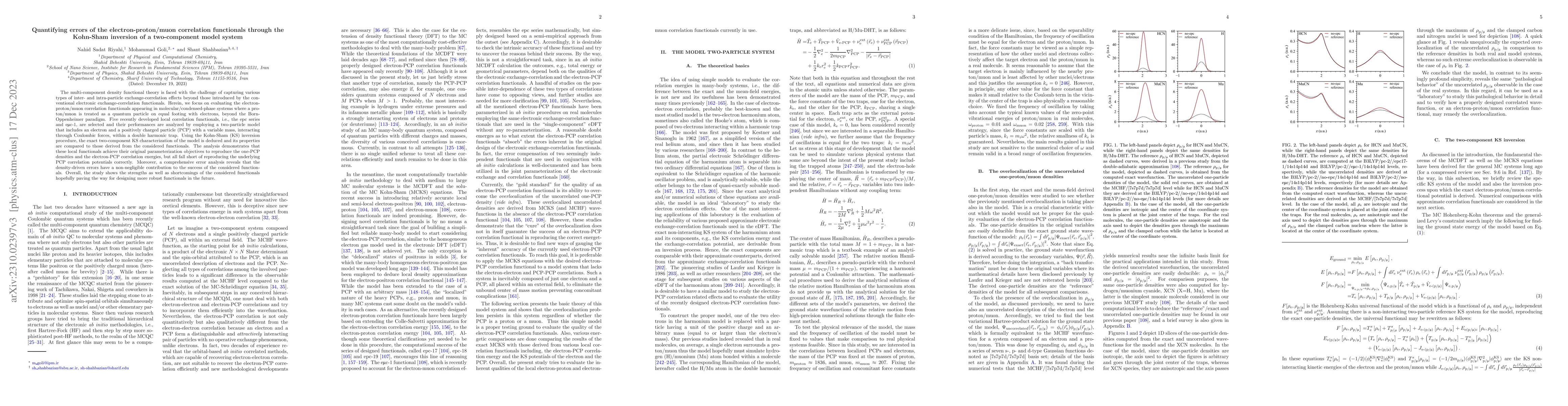 Thumbnail for Quantifying errors of the electron-proton/muon correlation functionals
  through the Kohn-Sham inversion of a two-component model system