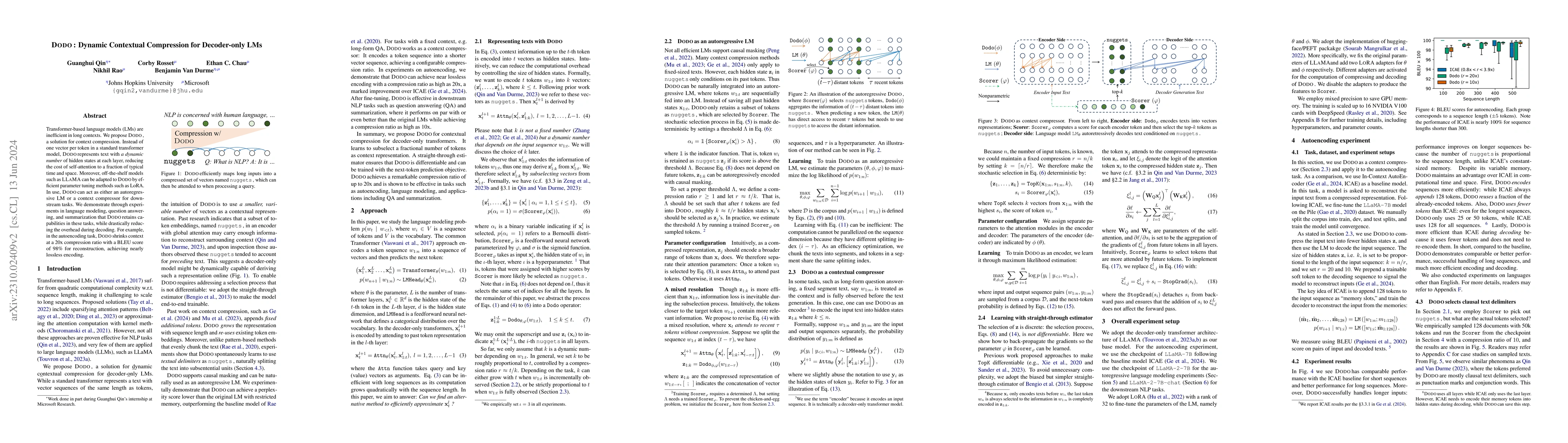 Thumbnail for Dodo: Dynamic Contextual Compression for Decoder-only LMs