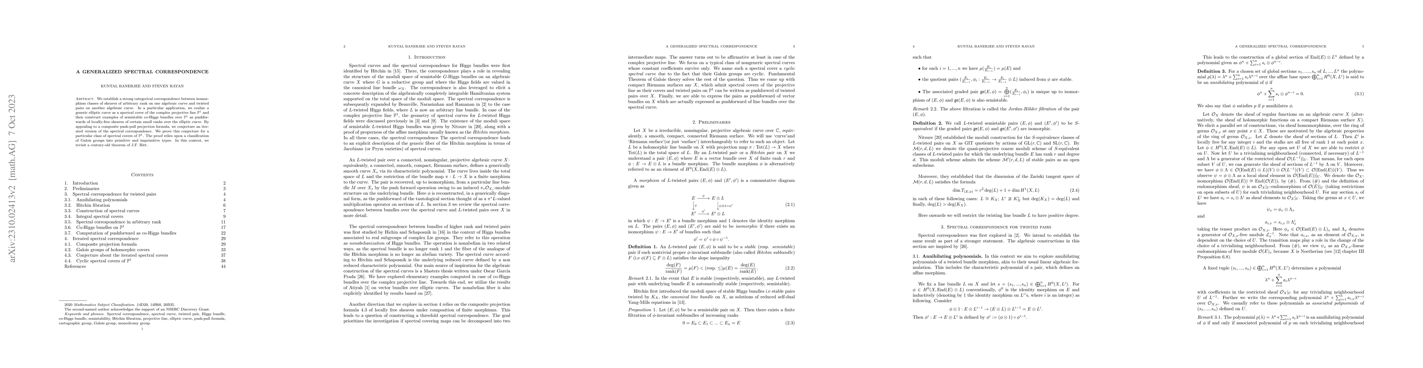 Thumbnail for A generalized spectral correspondence