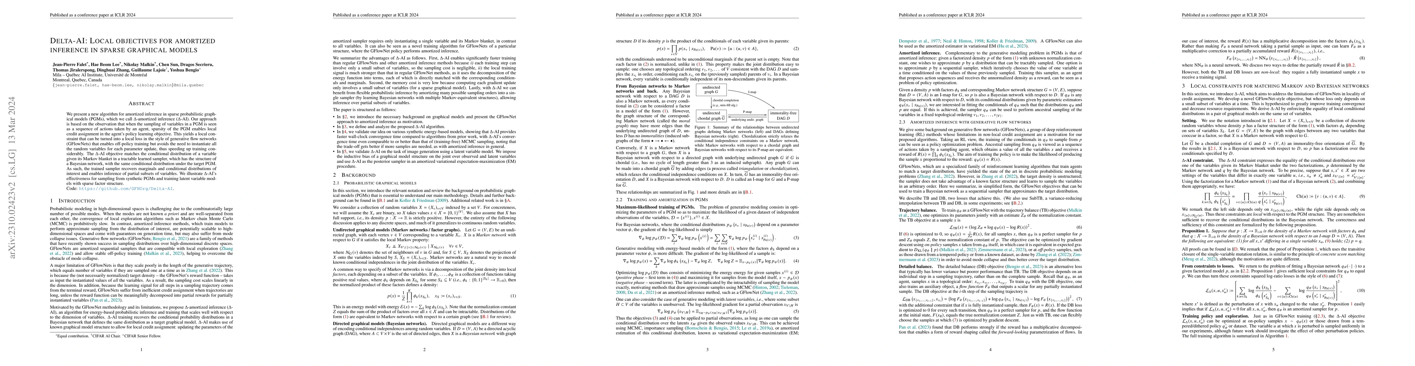 Thumbnail for Delta-AI: Local objectives for amortized inference in sparse graphical
  models