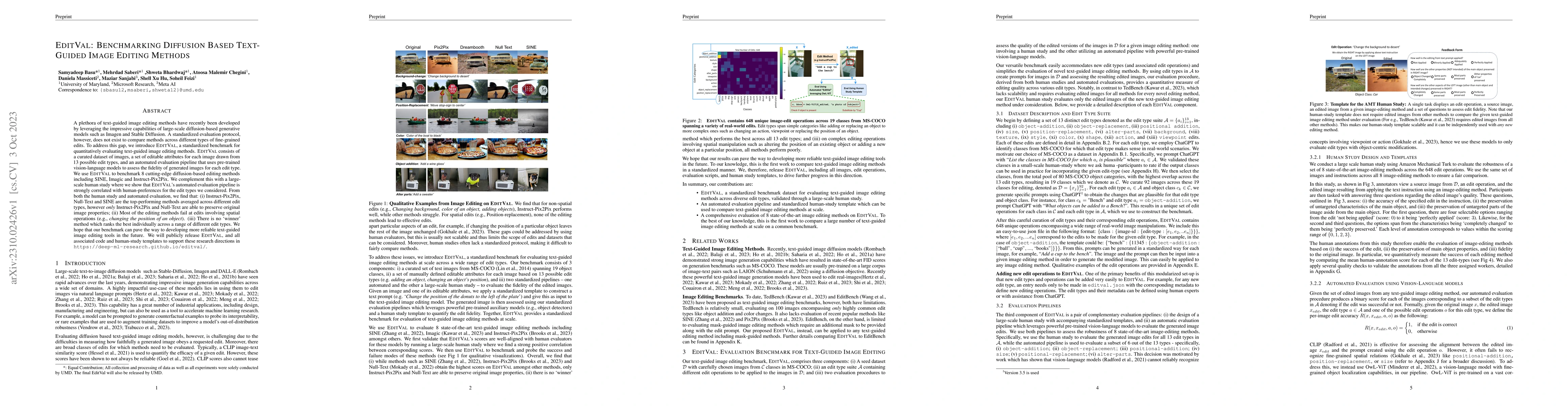 Thumbnail for EditVal: Benchmarking Diffusion Based Text-Guided Image Editing Methods