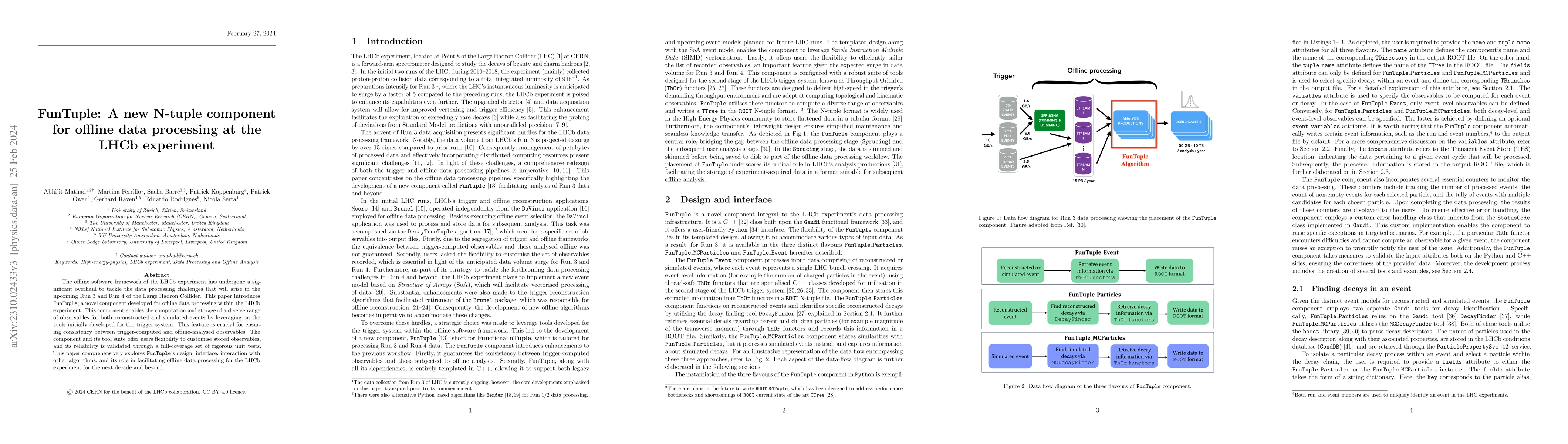 Thumbnail for FunTuple: A new N-tuple component for offline data processing at the
  LHCb experiment