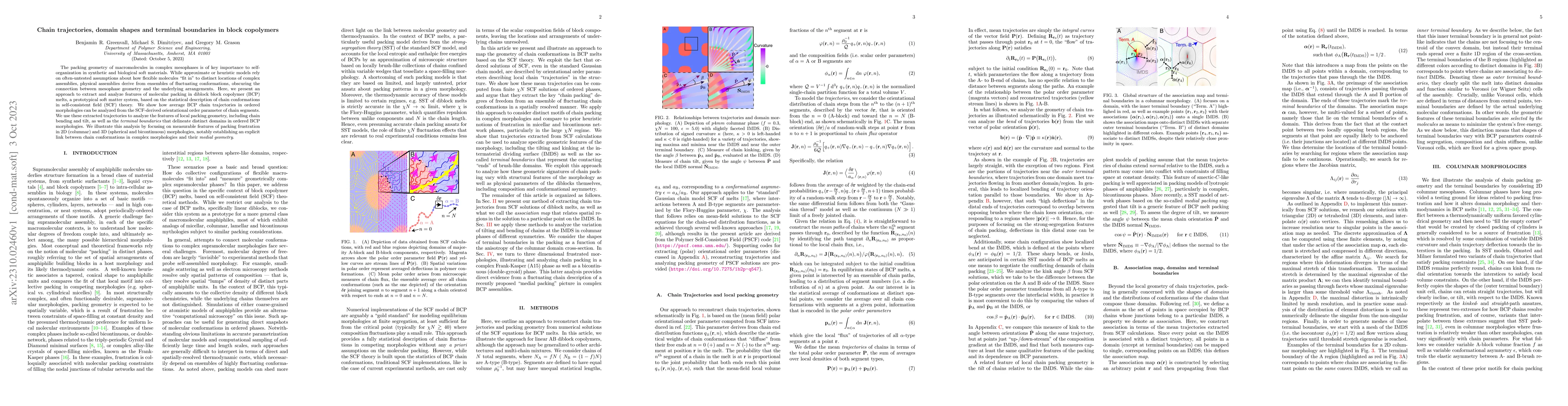Thumbnail for Chain trajectories, domain shapes and terminal boundaries in block
  copolymers