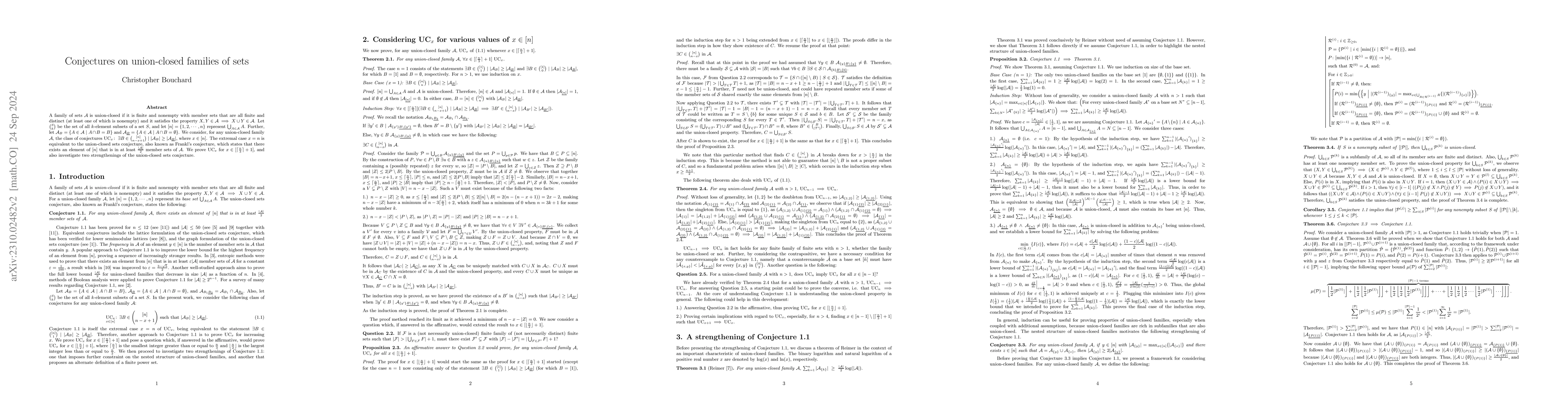 Thumbnail for Strengthening the union-closed sets conjecture
