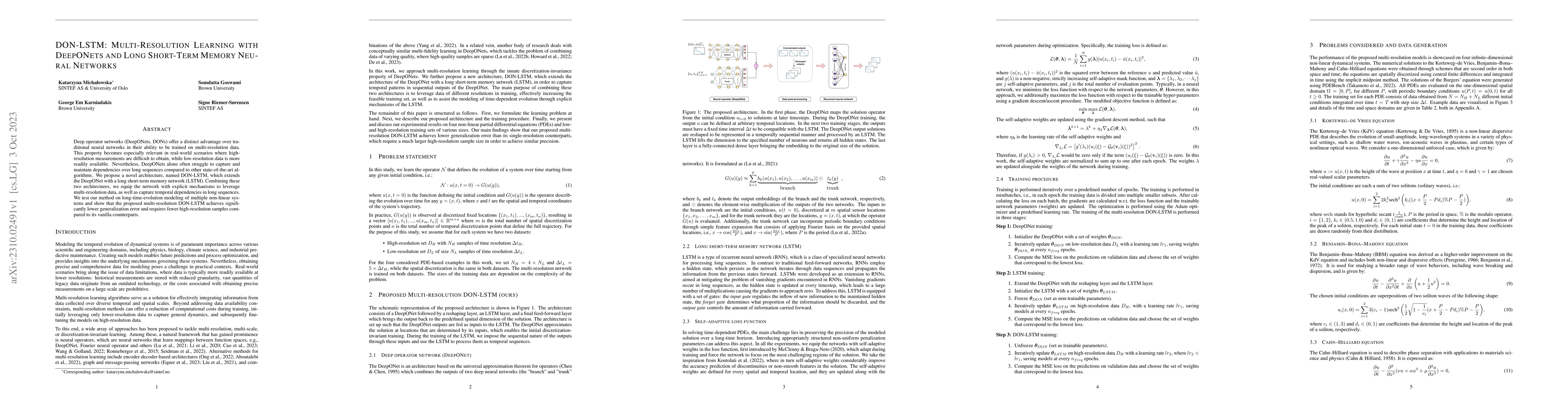 Thumbnail for DON-LSTM: Multi-Resolution Learning with DeepONets and Long Short-Term
  Memory Neural Networks
