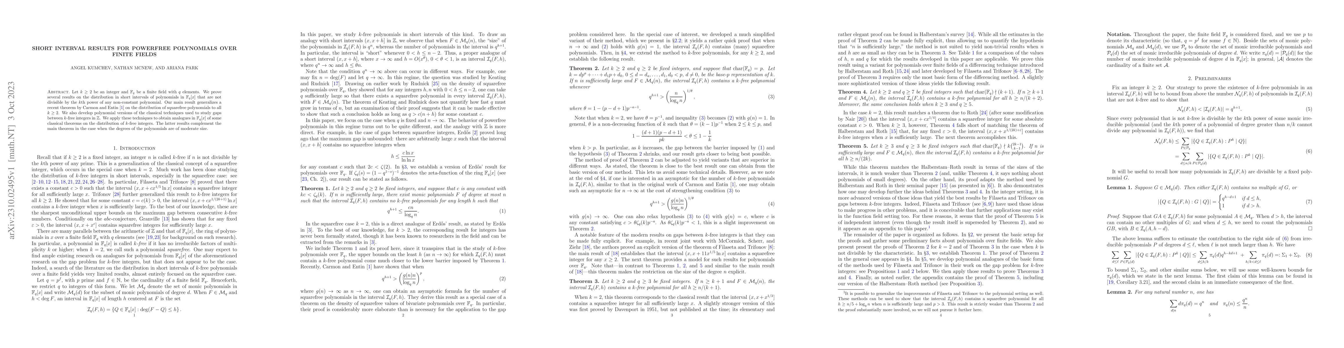 Thumbnail for Short Interval Results For Powerfree Polynomials Over Finite Fields