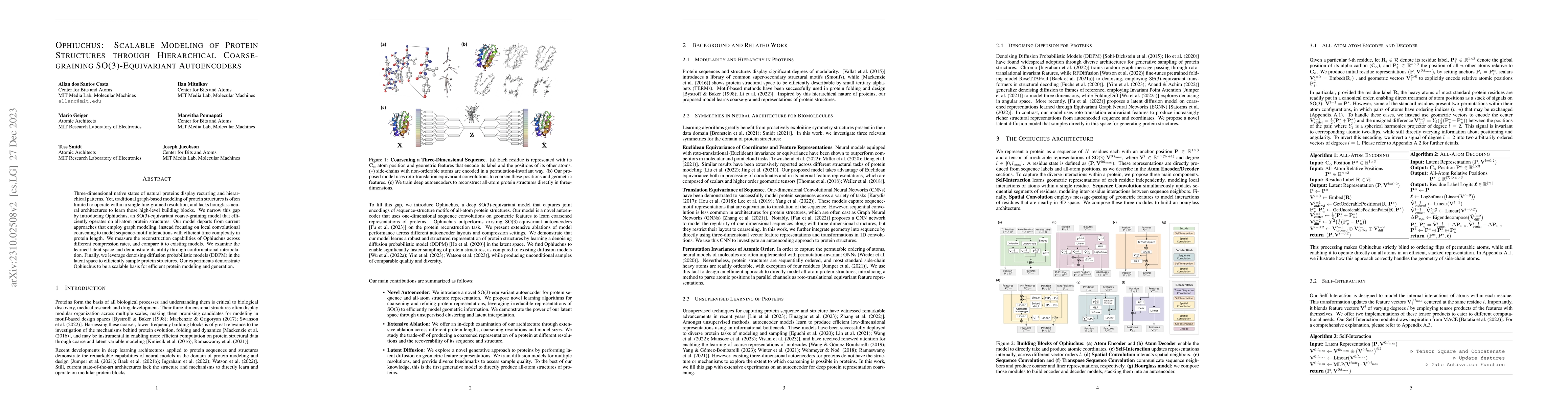 Thumbnail for Ophiuchus: Scalable Modeling of Protein Structures through Hierarchical
  Coarse-graining SO(3)-Equivariant Autoencoders