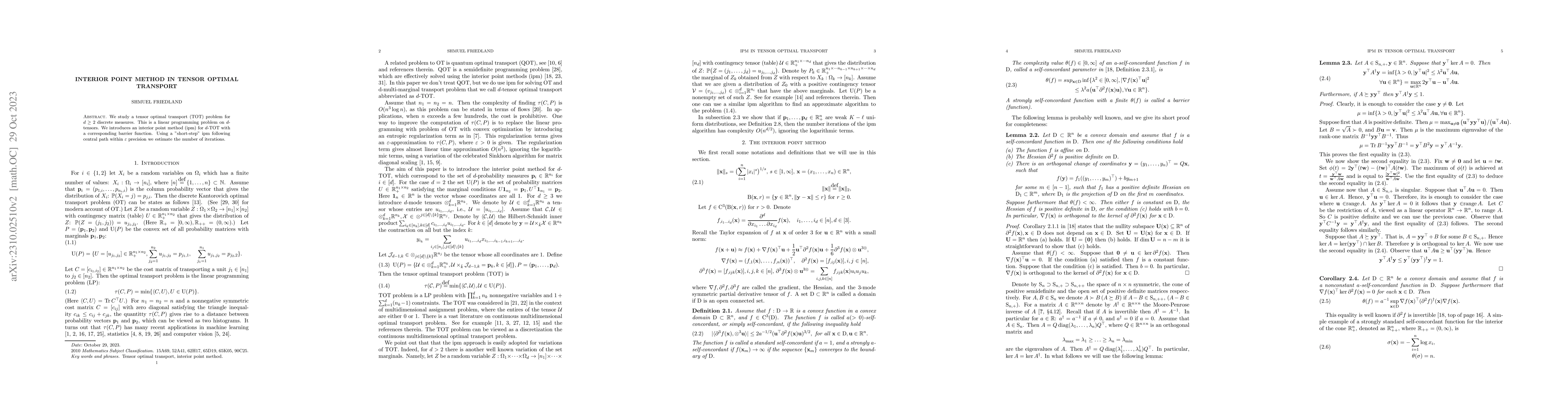 Thumbnail for Interior point method in tensor optimal transport