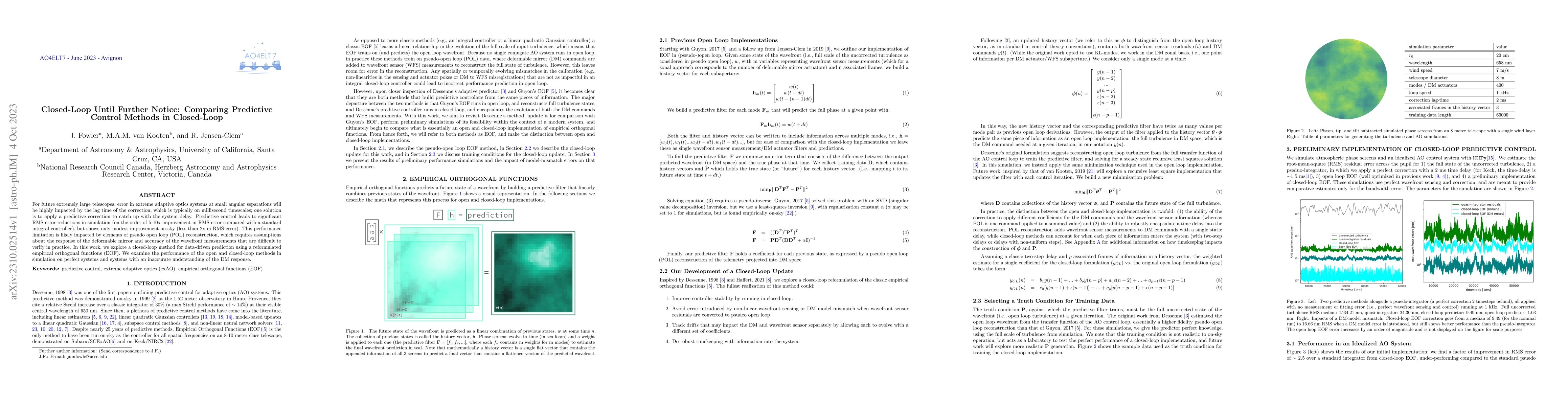 Thumbnail for Closed-Loop Until Further Notice: Comparing Predictive Control Methods
  in Closed-Loop