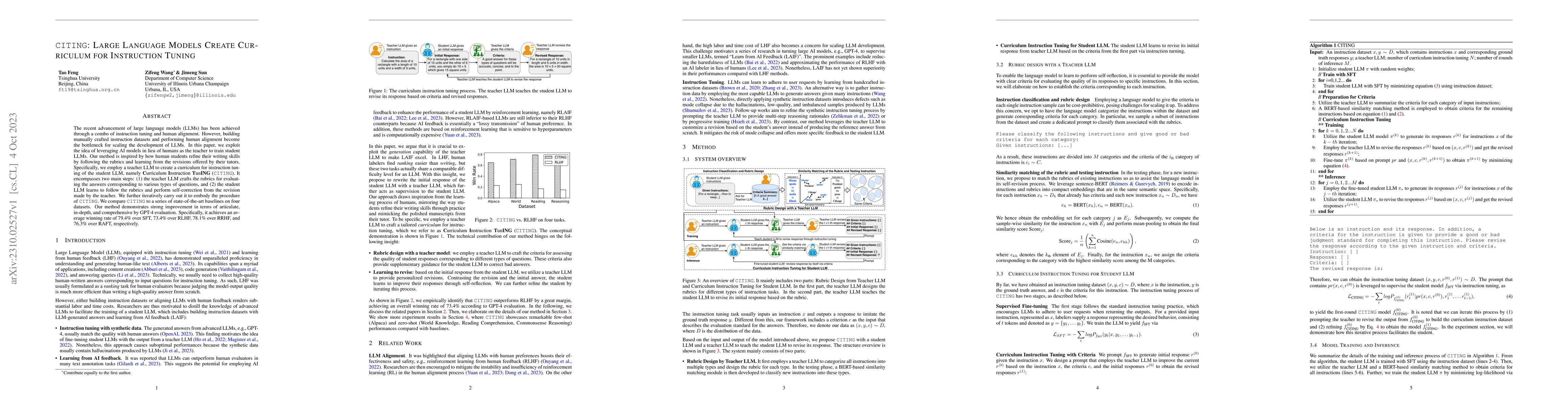 Thumbnail for CITING: Large Language Models Create Curriculum for Instruction Tuning