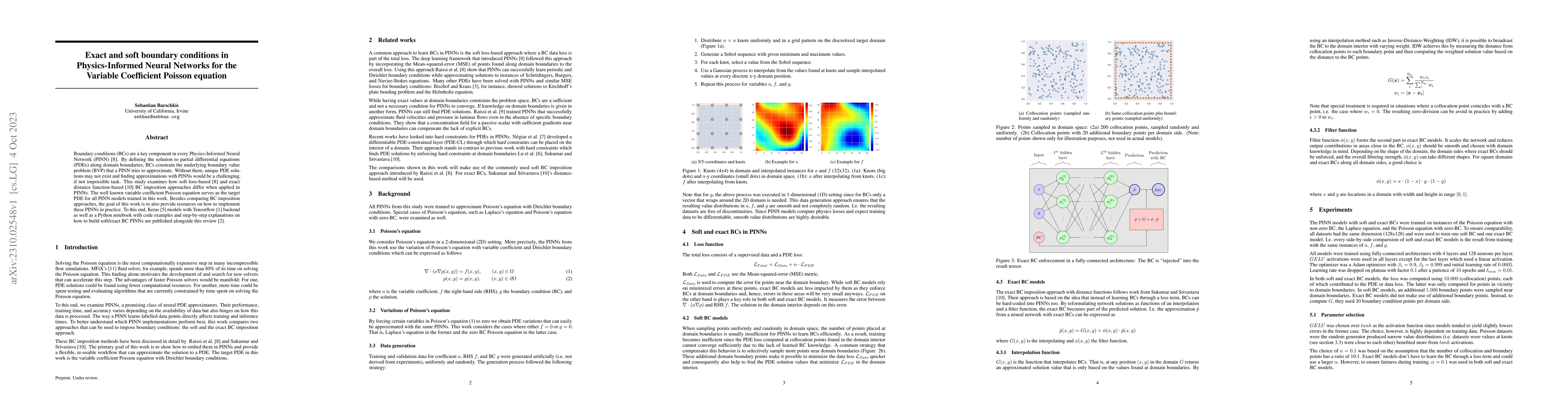 Thumbnail for Exact and soft boundary conditions in Physics-Informed Neural Networks
  for the Variable Coefficient Poisson equation