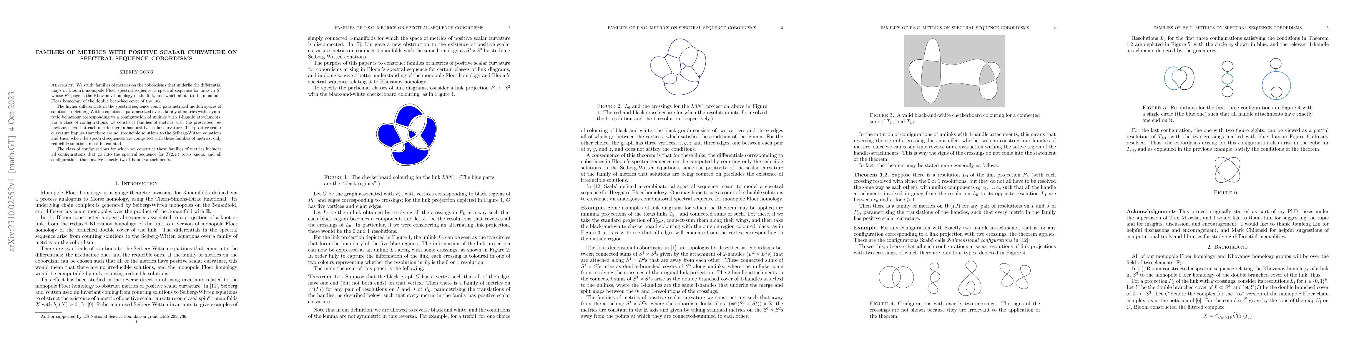 Thumbnail for Families of metrics with positive scalar curvature on spectral sequence
  cobordisms