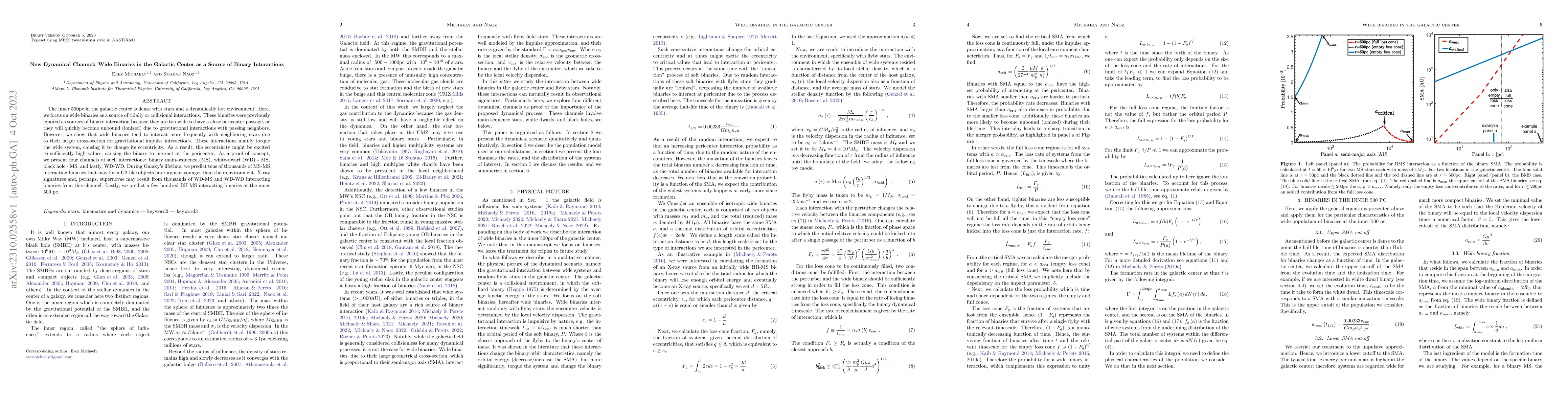 Thumbnail for New Dynamical Channel: Wide Binaries in the Galactic Center as a Source
  of Binary Interactions