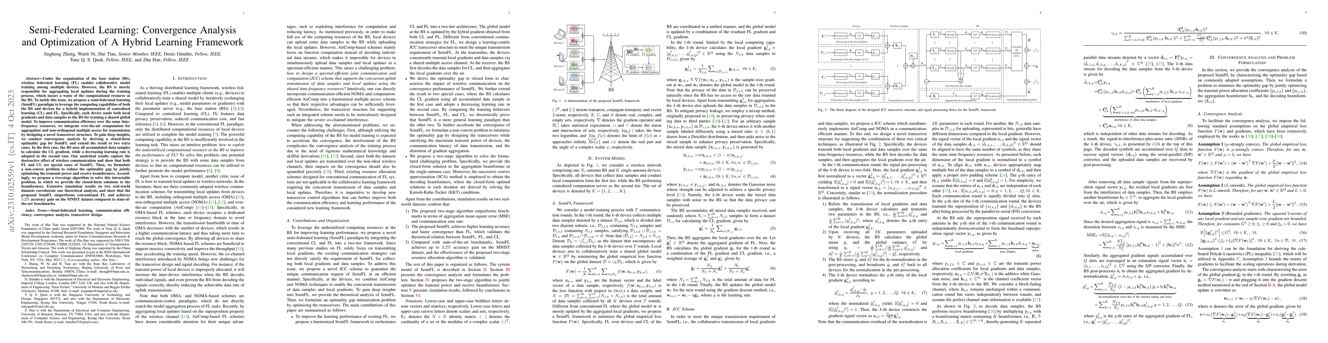 Thumbnail for Semi-Federated Learning: Convergence Analysis and Optimization of A
  Hybrid Learning Framework
