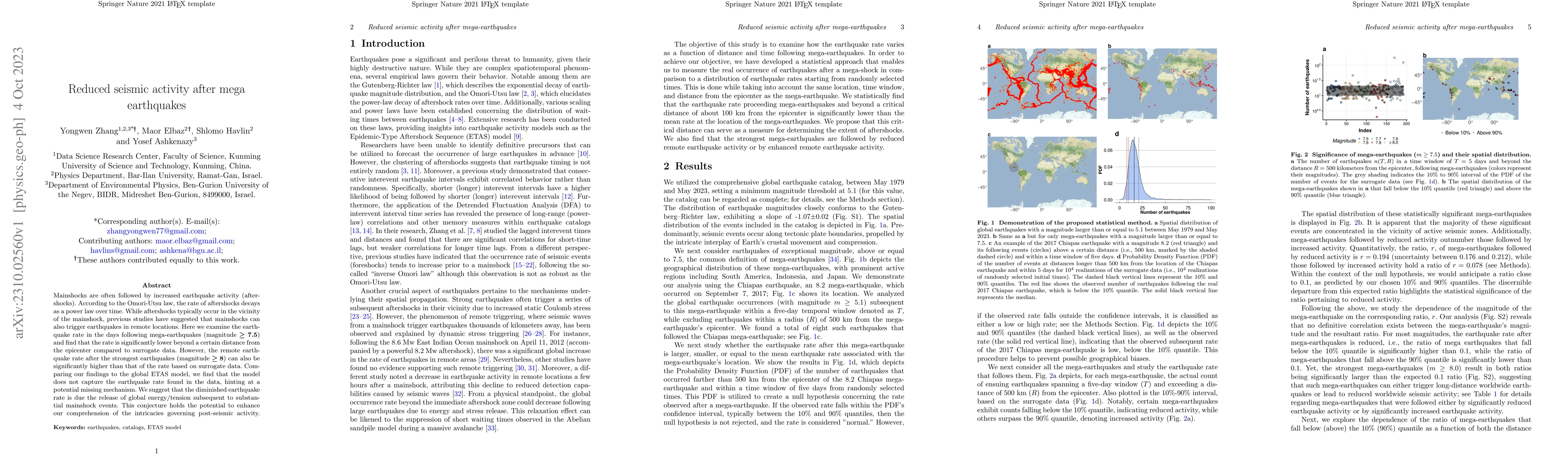 Thumbnail for Reduced seismic activity after mega earthquakes